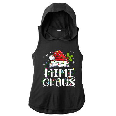 Mimi Claus Gift Christmas Lights Pajama Family Matching Funny Gift Ladies PosiCharge Tri-Blend Wicking Draft Hoodie Tank