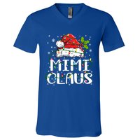 Mimi Claus Gift Christmas Lights Pajama Family Matching Funny Gift V-Neck T-Shirt