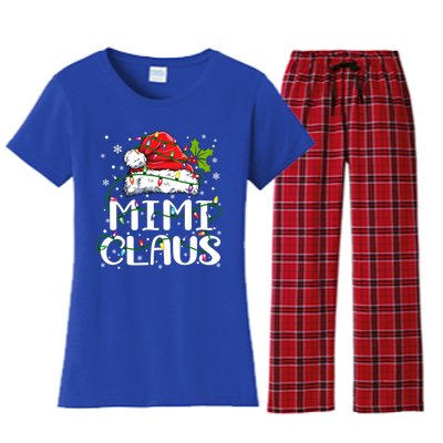 Mimi Claus Gift Christmas Lights Pajama Family Matching Funny Gift Women's Flannel Pajama Set