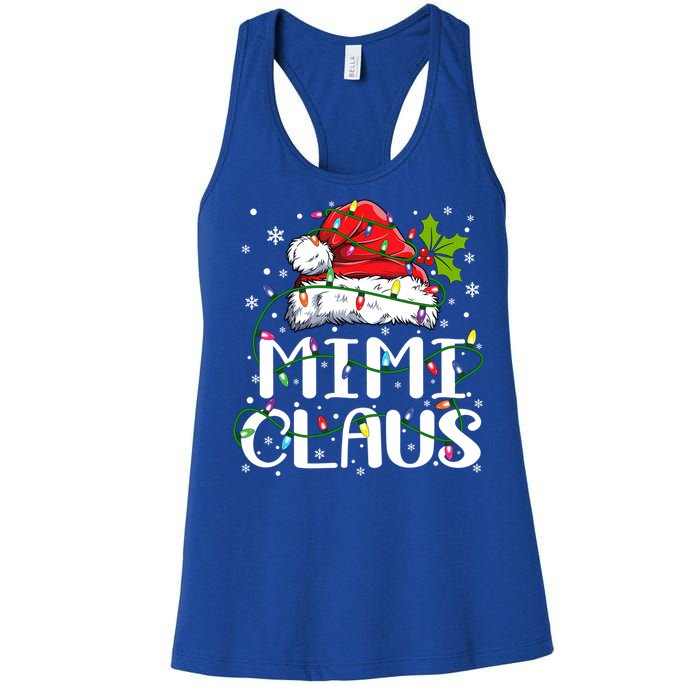 Mimi Claus Gift Christmas Lights Pajama Family Matching Funny Gift Women's Racerback Tank