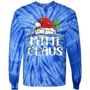 Mimi Claus Gift Christmas Lights Pajama Family Matching Funny Gift Tie-Dye Long Sleeve Shirt