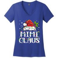 Mimi Claus Gift Christmas Lights Pajama Family Matching Funny Gift Women's V-Neck T-Shirt