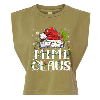 Mimi Claus Gift Christmas Lights Pajama Family Matching Funny Gift Garment-Dyed Women's Muscle Tee