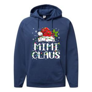 Mimi Claus Gift Christmas Lights Pajama Family Matching Funny Gift Performance Fleece Hoodie