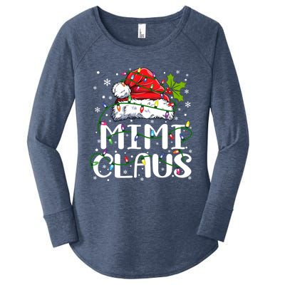 Mimi Claus Gift Christmas Lights Pajama Family Matching Funny Gift Women's Perfect Tri Tunic Long Sleeve Shirt