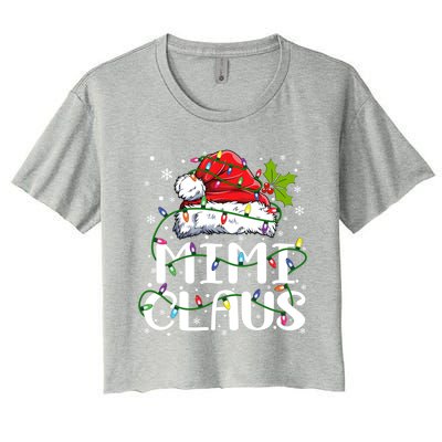 Mimi Claus Gift Christmas Lights Pajama Family Matching Funny Gift Women's Crop Top Tee