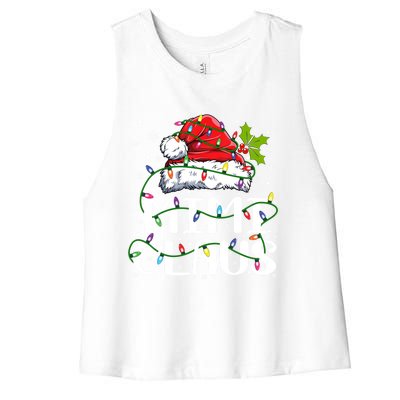 Mimi Claus Gift Christmas Lights Pajama Family Matching Funny Gift Women's Racerback Cropped Tank