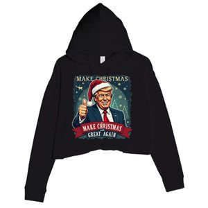 Make Christmas Great Again Santa Funny Trump Xmas Pajamas Crop Fleece Hoodie