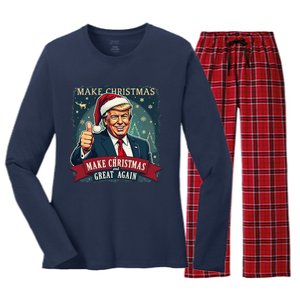 Make Christmas Great Again Santa Funny Trump Xmas Pajamas Women's Long Sleeve Flannel Pajama Set 