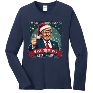 Make Christmas Great Again Santa Funny Trump Xmas Pajamas Ladies Long Sleeve Shirt