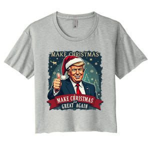 Make Christmas Great Again Santa Funny Trump Xmas Pajamas Women's Crop Top Tee