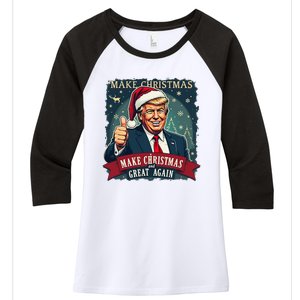 Make Christmas Great Again Santa Funny Trump Xmas Pajamas Women's Tri-Blend 3/4-Sleeve Raglan Shirt