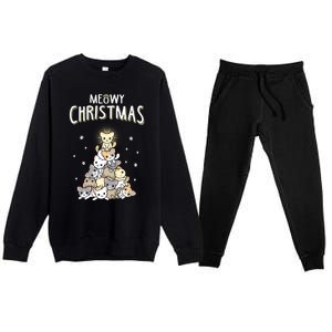 Meow Christmas Gift Premium Crewneck Sweatsuit Set