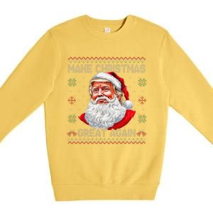 Make Christmas Great Again Funny Santa Trump Ugly Xmas Premium Crewneck Sweatshirt