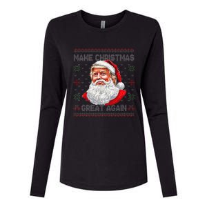 Make Christmas Great Again Funny Santa Trump Ugly Xmas Womens Cotton Relaxed Long Sleeve T-Shirt