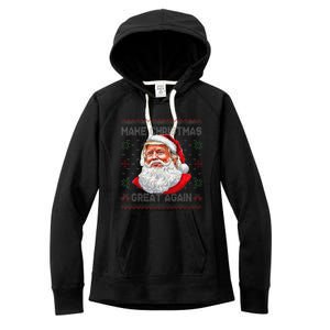 Make Christmas Great Again Funny Santa Trump Ugly Xmas Women's Fleece Hoodie