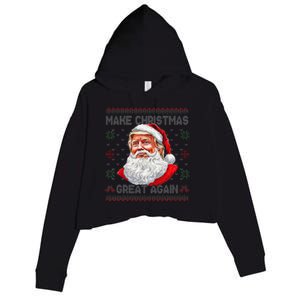 Make Christmas Great Again Funny Santa Trump Ugly Xmas Crop Fleece Hoodie