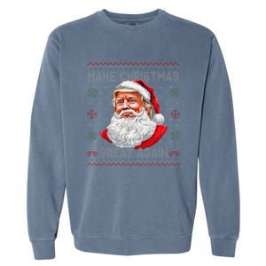 Make Christmas Great Again Funny Santa Trump Ugly Xmas Garment-Dyed Sweatshirt