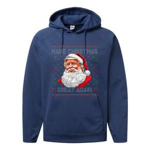 Make Christmas Great Again Funny Santa Trump Ugly Xmas Performance Fleece Hoodie