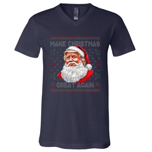 Make Christmas Great Again Funny Santa Trump Ugly Xmas V-Neck T-Shirt