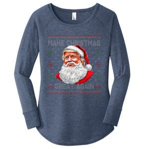 Make Christmas Great Again Funny Santa Trump Ugly Xmas Women's Perfect Tri Tunic Long Sleeve Shirt