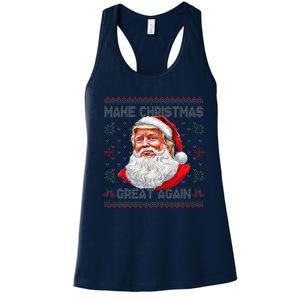 Make Christmas Great Again Funny Santa Trump Ugly Xmas Women's Racerback Tank