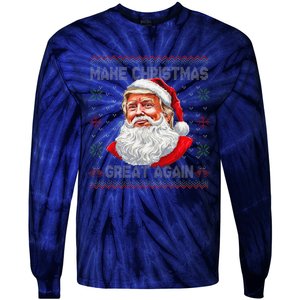 Make Christmas Great Again Funny Santa Trump Ugly Xmas Tie-Dye Long Sleeve Shirt