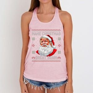 Make Christmas Great Again Funny Santa Trump Ugly Xmas Women's Knotted Racerback Tank