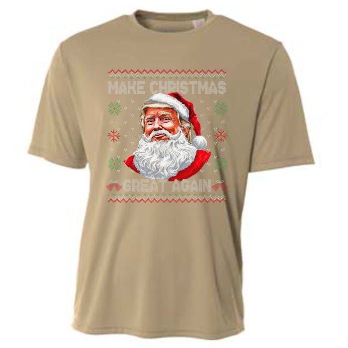 Make Christmas Great Again Funny Santa Trump Ugly Xmas Cooling Performance Crew T-Shirt