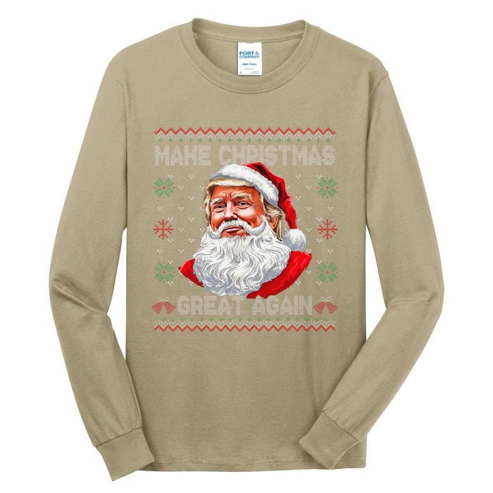 Make Christmas Great Again Funny Santa Trump Ugly Xmas Tall Long Sleeve T-Shirt