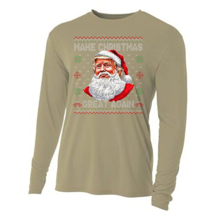 Make Christmas Great Again Funny Santa Trump Ugly Xmas Cooling Performance Long Sleeve Crew