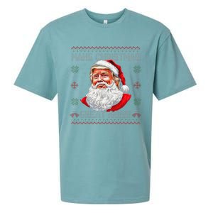 Make Christmas Great Again Funny Santa Trump Ugly Xmas Sueded Cloud Jersey T-Shirt