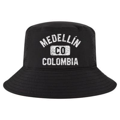 Medellin Colombia Gym Style Distressed White Print Cool Comfort Performance Bucket Hat