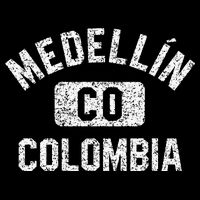 Medellin Colombia Gym Style Distressed White Print Cooling Performance Crew T-Shirt