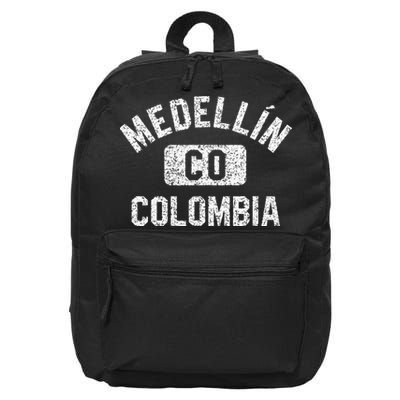 Medellin Colombia Gym Style Distressed White Print 16 in Basic Backpack
