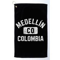 Medellin Colombia Gym Style Distressed White Print Golf Towel