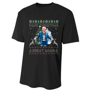 Make Christmas Great Again Ugly Sweaters Funny Trump 47 Xmas Swea Performance Sprint T-Shirt