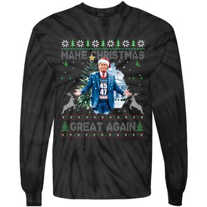 Make Christmas Great Again Ugly Sweaters Funny Trump 47 Xmas Swea Tie-Dye Long Sleeve Shirt