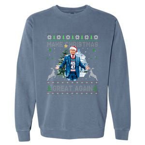 Make Christmas Great Again Ugly Sweaters Funny Trump 47 Xmas Swea Garment-Dyed Sweatshirt