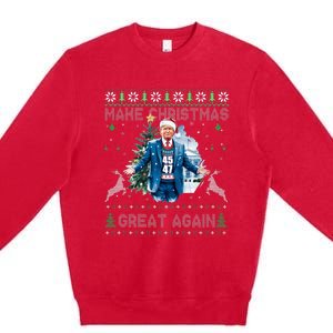 Make Christmas Great Again Ugly Sweaters Funny Trump 47 Xmas Swea Premium Crewneck Sweatshirt