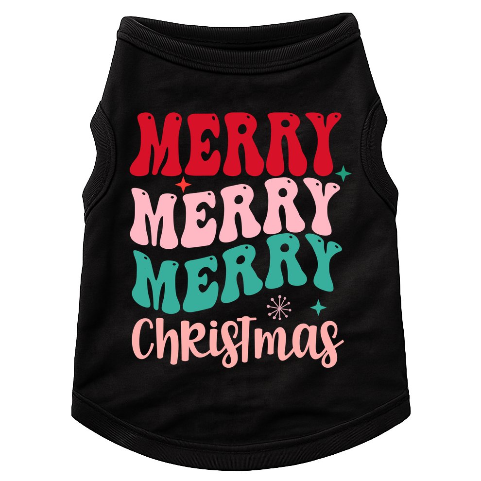 Merry Christmas Groovy Holiday Festive Doggie Tank