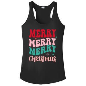 Merry Christmas Groovy Holiday Festive Ladies PosiCharge Competitor Racerback Tank