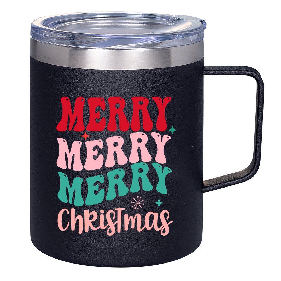 Merry Christmas Groovy Holiday Festive 12oz Stainless Steel Coffee Mug