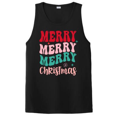 Merry Christmas Groovy Holiday Festive PosiCharge Competitor Tank