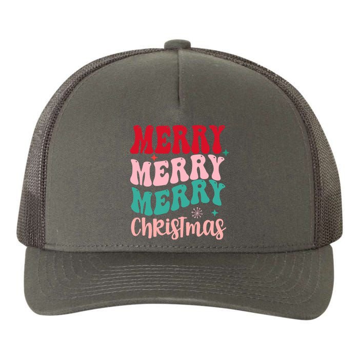 Merry Christmas Groovy Holiday Festive Yupoong Adult 5-Panel Trucker Hat