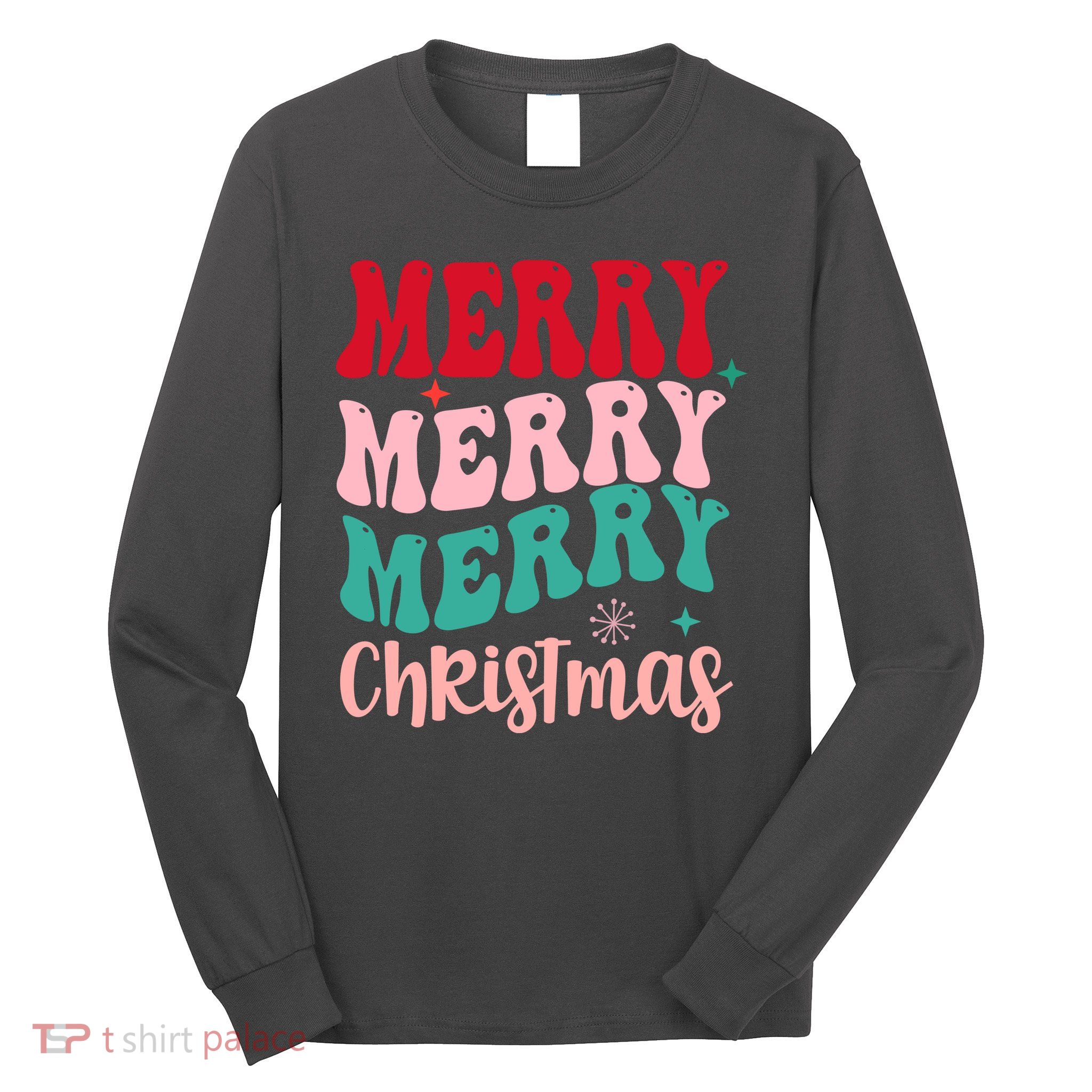 Merry Christmas Groovy Holiday Festive Long Sleeve Shirt