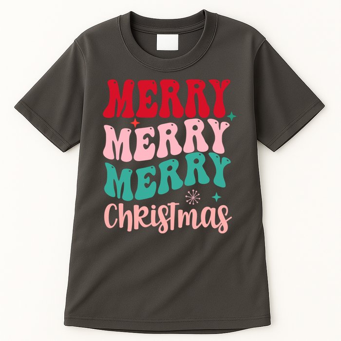 Merry Christmas Groovy Holiday Festive Tall T-Shirt
