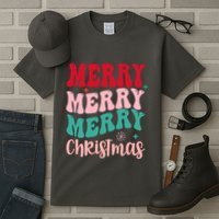 Merry Christmas Groovy Holiday Festive Tall T-Shirt