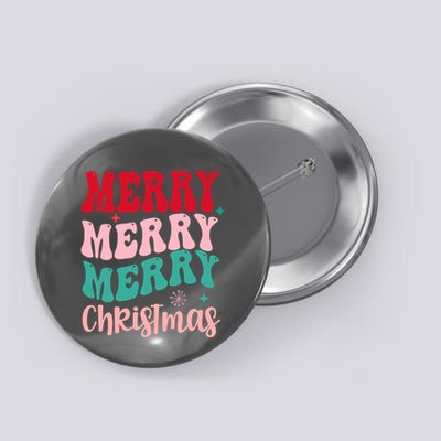 Merry Christmas Groovy Holiday Festive Button