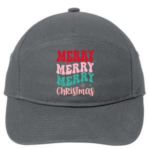 Merry Christmas Groovy Holiday Festive 7-Panel Snapback Hat